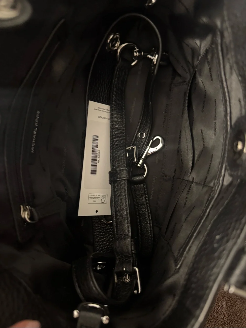 Michael Kors Black Pebbled Leather Satchel with Tassel Charm